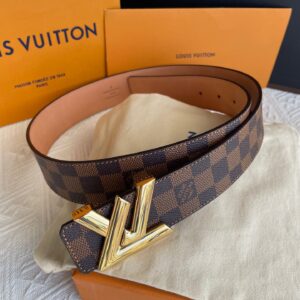 Louis Vuitton Twist Iconic Initiales LV Belt Damier Infini Canvas Brown Gold Finishing