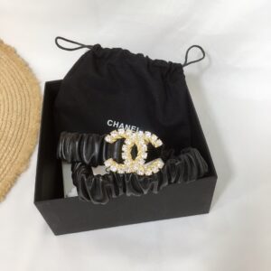 Chanel Double C Buckle 32mm Belt Black Gold Hardware For Women