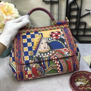 Dolce & Gabbana 90s Sicily Bag With Logo Print Multicolor For Women 10.2in/26cm DG