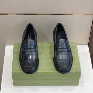 Gucci Men's Horsebit Crocodile Loafer Black For Men 699501 0GQ00