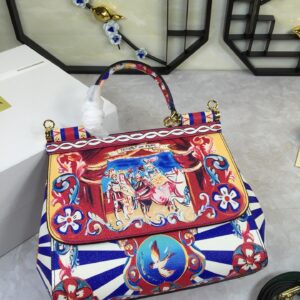 Dolce & Gabbana 90s Sicily Bag With Logo Print Multicolor For Women 10.2in/26cm DG