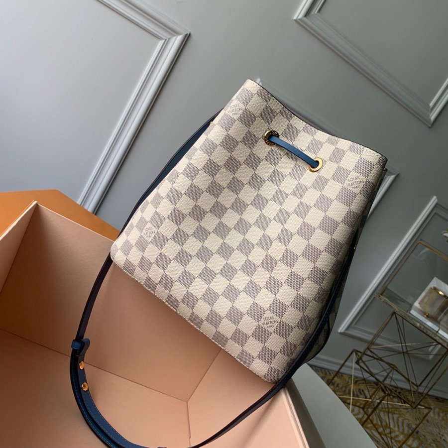 Louis Vuitton NeoNoe MM Bucket Bag Damier Azur Canvas Bleuet Blue For Women, Women’s Handbags, Shoulder And Crossbody Bags 10.2in/26cm LV N40153