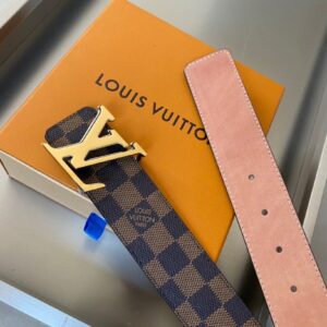 Alternative view of Louis Vuitton Initiales Reversible 40mm Belt Damier Ebene Canvas Gold Hardware For Men