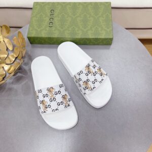 Gucci Men's Jerry Print Slide Sandal White For Men 681867