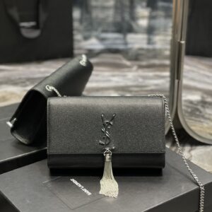 Saint Laurent Kata Medium Chain Bag Black With Tassel For Women 9.4in/24cm YSL 354119BOW0N1000