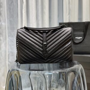 Saint Laurent College Large Chain Bag Black With Metal Toned Hardware For Women 12.6in/32cm YSL 600278BRM081000