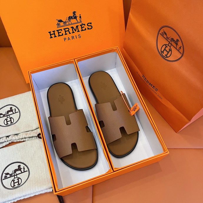 Hermes Izmir Sandals Brown For Men H041141ZH03400