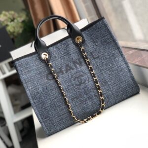 Alternative view of Chanel Deauville Tote Bag 15in/ 38cm Dust Blue Gold Hardware For Women A66941
