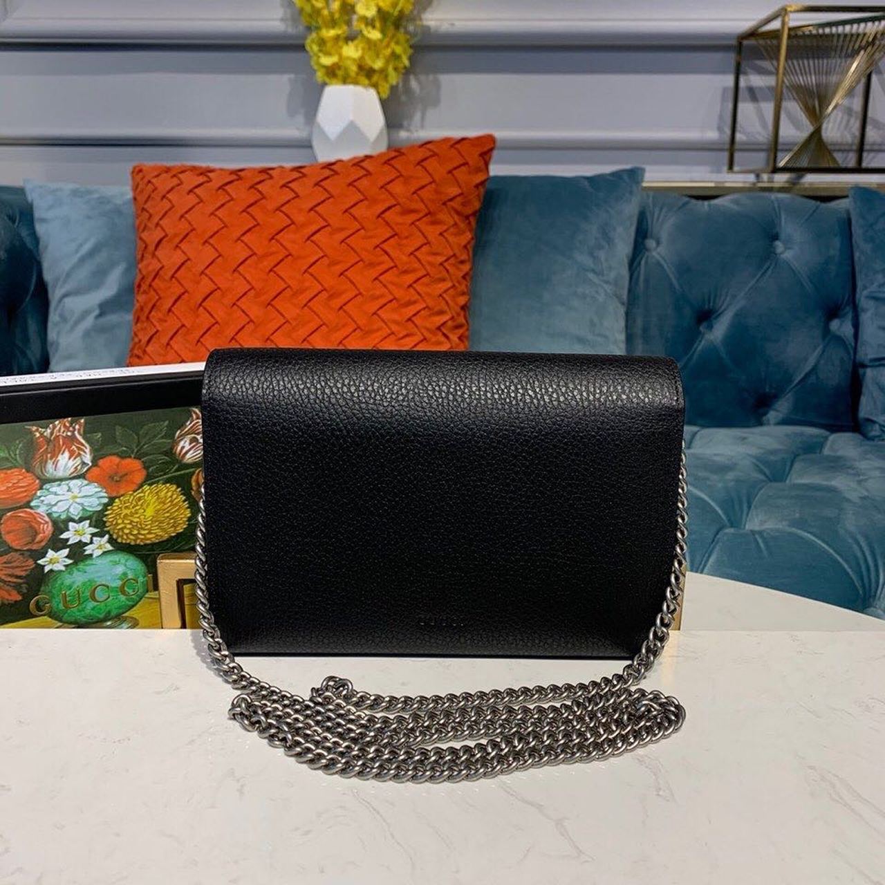 Gucci Dionysus Mini Chain Shoulder Bag 8in/ 20cm Emerald Black Metal-Free Tanned Antique Silver Hardware For Women 401231 CAOGN 8176