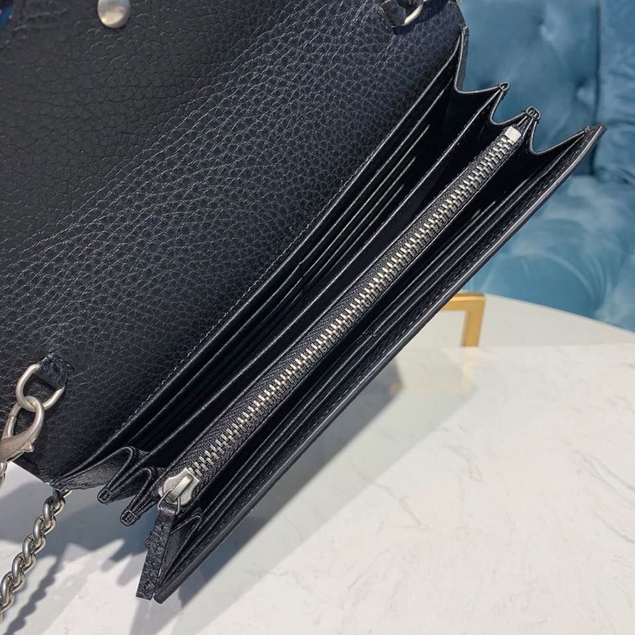 Gucci Dionysus Mini Chain Shoulder Bag 8in/ 20cm Emerald Black Metal-Free Tanned Antique Silver Hardware For Women 401231 CAOGN 8176