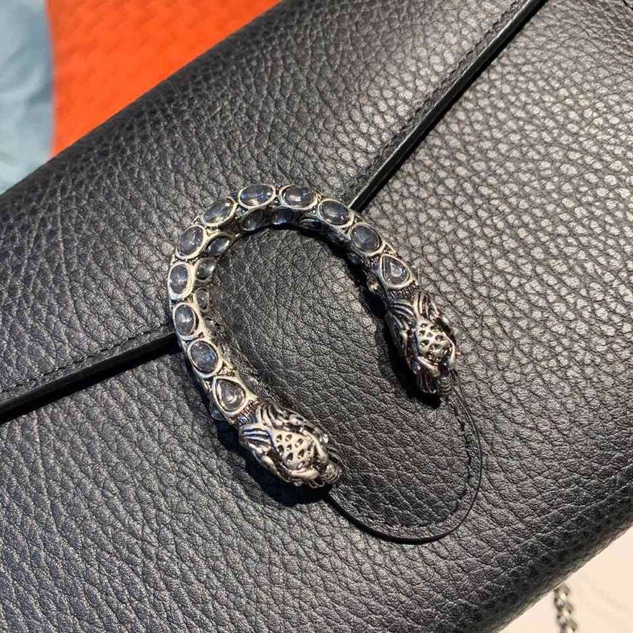 Gucci Dionysus Mini Chain Shoulder Bag 8in/ 20cm Emerald Black Metal-Free Tanned Antique Silver Hardware For Women 401231 CAOGN 8176