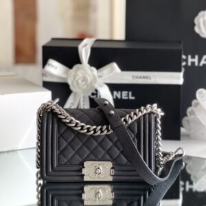 Alternative view of Chanel Boy Mini Crossbody Bag 7.9in/ 20cm Black Silver Hardware For Women