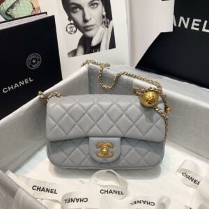 Alternative view of Chanel Flap Bag With CC Ball On Strap Mini Crossbody 7.8in/ 20cm Grey Gold Hardware For Women AS1787