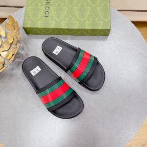Gucci Men's Slide Sandal With Web Black For Men 407345