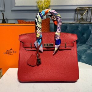 Alternative view of Hermes Birkin Red Semi Handstitched With Gold Toned Hardware For Women 30cm/11.8in