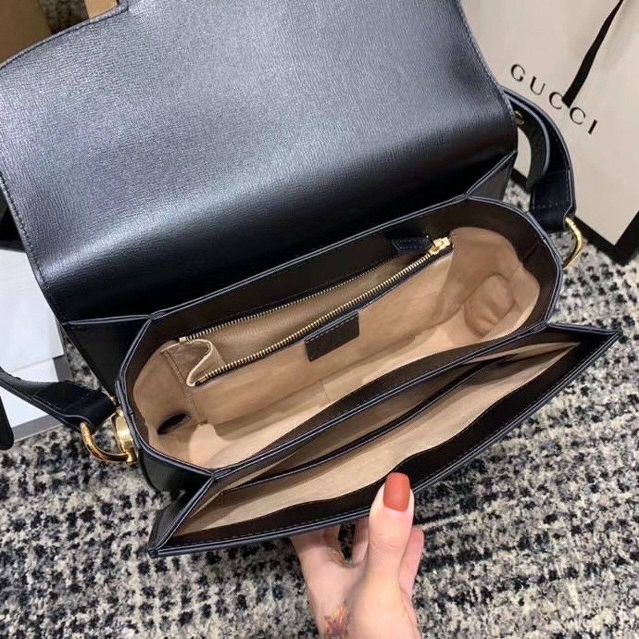 Gucci Horsebit 1955 Shoulder Bag Black Textured With A Vintage Effect For Women 9.8in/25cm GG 602204 1DB0G 1000
