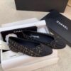 Chanel Ballerina Flats Tweed Black/Gold For Women, Women's Shoes G02819 K4311 - Image 4