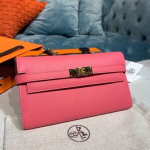 Alternative view of Hermes Kelly Wallet To Go Woc Pink With Gold Toned Hardware Bag For Women 8.2in/21cm
