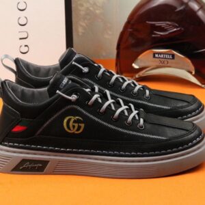 Gucci Men's Sneakers With Logo GG Gold Web Black For Men