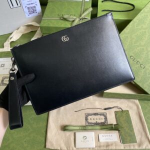 Alternative view of Gucci Marmont Pouch 12in/30.5cm Black Silver Toned Hardware For Men GG 475317 DJ20T 1000