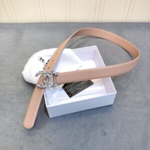 Chanel Double C Buckle 30mm Belt Beige For Women