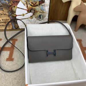 Hermes Constance To Go Long Wallet 8.3in/ 21cm Grey Silver Hardware Bag For Women