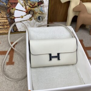 Hermes Constance To Go Long Wallet 8.3in/ 21cm White Silver Hardware For Women