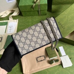 Alternative view of Gucci Horsebit 1955 Wallet With Chain Beige And Blue For Women 7.5in/19cm GG