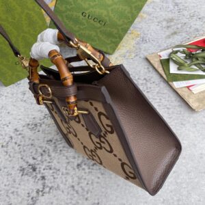 Alternative view of Gucci Diana Jumbo GG Small Tote Bag Camel And Ebony Jumbo GG Canvas Brown For Women 11in/28cm 660195 UKMFT 2672