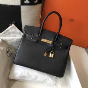 Alternative view of Hermes Birkin Top Handle Bag 11.8in/ 30cm Black Gold Hardware For Women