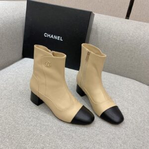 Chanel Women's Ankle Boots Beige For Women 2.2in/5.5cm