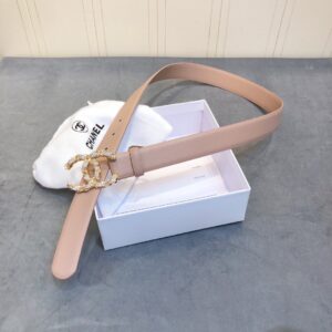 Chanel Double C Buckle 30mm Belt Beige For Women