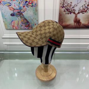 Gucci Original GG Canvas Baseball Hat With Web Beige/Ebony GG Hat