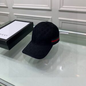 Alternative view of Gucci Original GG Canvas Baseball Hat With Web Black GG Hat 200035 KQWBG 1060