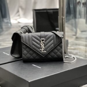 Saint Laurent Small Bag Black In Mix Matelasse For Women 8.2in/21cm YSL 600195BOW921000