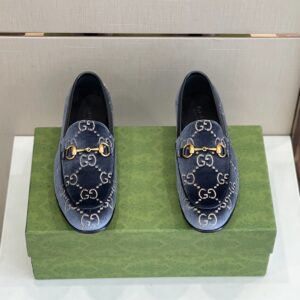 Gucci Men's Jordan GG Velvet Loafer Blue For Men 430088-9TI90-4286