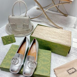 Gucci Women's Mid-Heel Pump With GG Logo Silver For Women GG