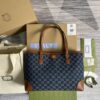 Gucci Ophidia GG Medium Tote Dark Blue And Ivory Eco Washed Organic GG Jacquard Denim For Women 15in/38cm GG ‎631685 2KQGG 8375
