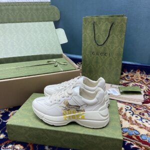 Gucci Men's Rhyton Sneakers With Gucci Tiger White Ivory For Men 687611 DRW00 9522