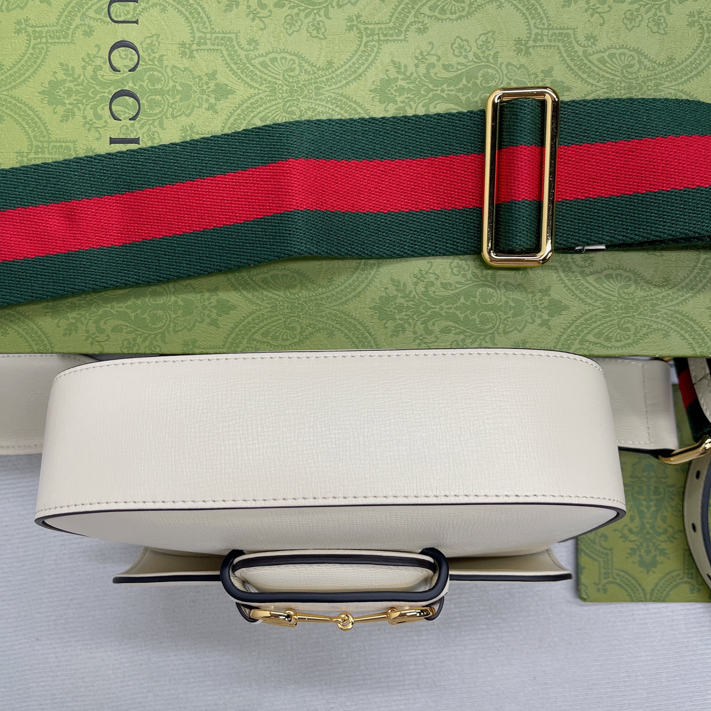 Gucci Horsebit 1955 Mini Bag White For Women, Women's Bags 8in/21cm GG 658574 18YSG 9068 - Image 8