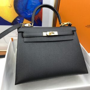 Hermes Kelly 28 Sellier Epsom Black Bag For Women, Women's Handbags, Shoulder Bags 11in/28cm