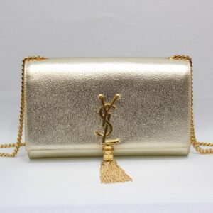 Saint Laurent Kate Chain Wallet With Tassel 9.4in/ 24cm Yellow Copper For Women