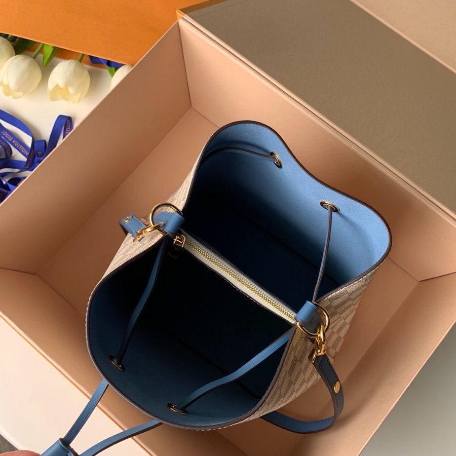 Louis Vuitton NeoNoe MM Bucket Bag Damier Azur Canvas Bleuet Blue For Women, Women’s Handbags, Shoulder And Crossbody Bags 10.2in/26cm LV N40153