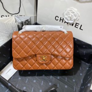Alternative view of Chanel Classic Double Flap Bag Large Crossbody 11.8in/ 30cm Brown Gold Hardware For Women