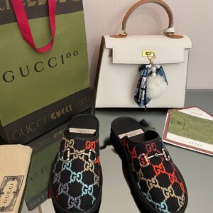 Gucci Men's GG Slipper With Horsebit Black For Men GG Shoes 694249