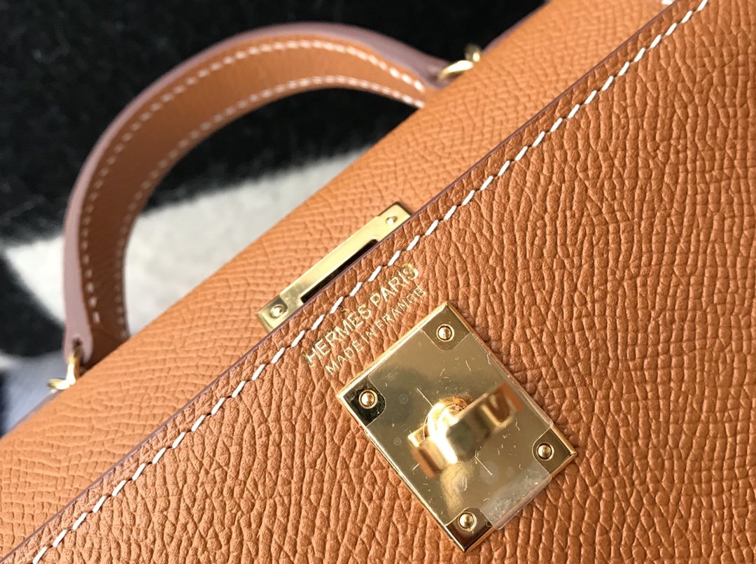 Hermes Mini Kelly 19 Sellier Epsom Brown Bag For Women, Women’s Handbags, Shoulder Bags 7.5in/19cm