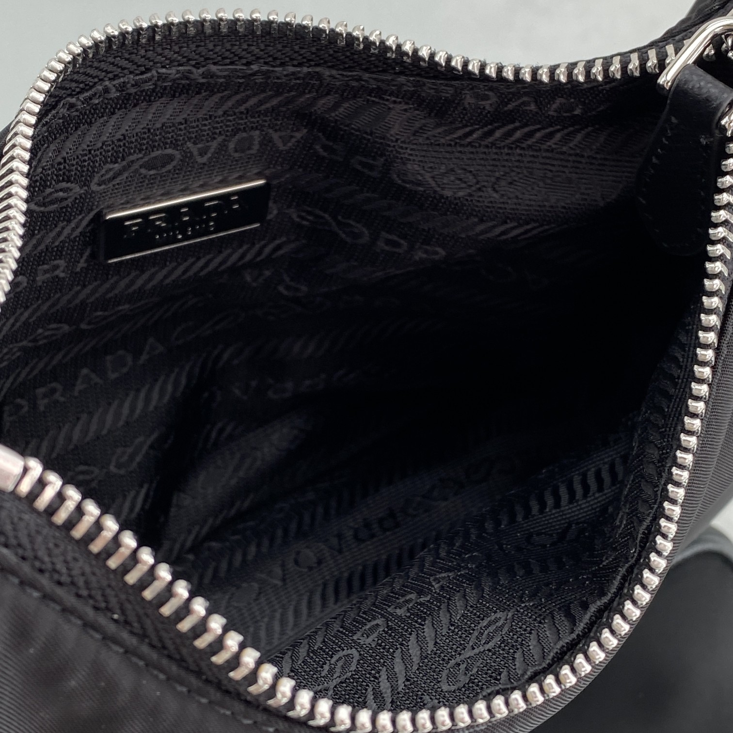 Prada Re-Edition 2005 Mini Bag 8.6in/ 22cm Black Re-Nylon Silver Hardware For Women
