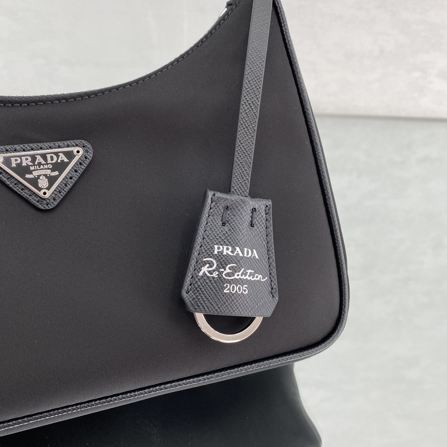 Prada Re-Edition 2005 Mini Bag 8.6in/ 22cm Black Re-Nylon Silver Hardware For Women