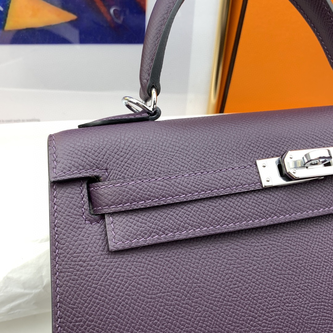 Hermes Kelly 25 Sellier Epsom Dark Purple Bag For Women, Women's Handbags, Shoulder Bags 10in/25cm - Image 5
