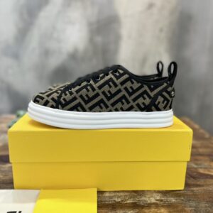 Fendi Domino Fabric Sneakers Brown For Men